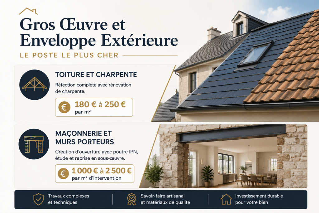 Coût du gros œuvre et de l’enveloppe extérieure en rénovation